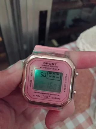 Reloj deportivo multifunción mujer - rosa y dorado