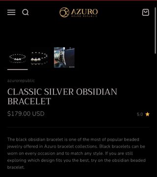 Pulsera Azuro Republic Obsidiana y Plata