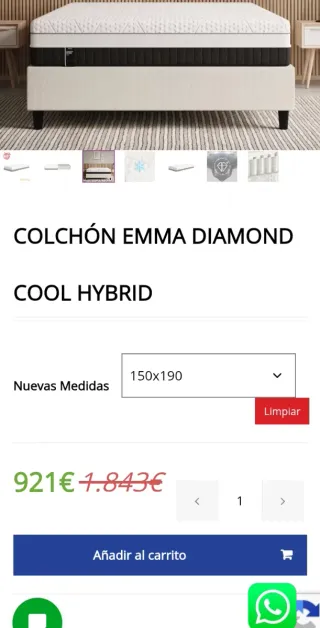 150x190 Canapé+Diamond Hybrid Emma Colchon Nuevo