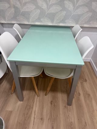 Mesa de cocina cristal y metal