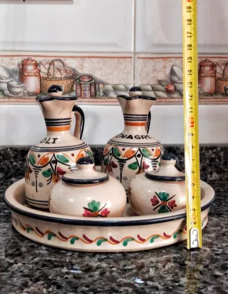 Conjunto aceiteras y salero cerámica