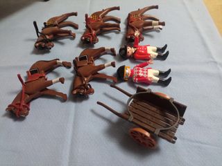 Lote Hípica Playmobil: Caballos y Carro