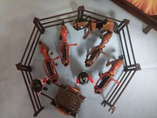 Lote Hípica Playmobil: Caballos y Carro