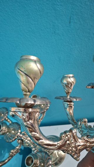 Pareja Candelabros Alpaca