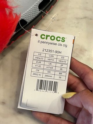 Crocs IT Pennywise Gris y Rojo 41-42