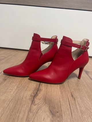 Botines Martinelli Piel Tacón Rojo Talla 37