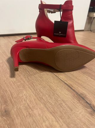 Botines Martinelli Piel Tacón Rojo Talla 37