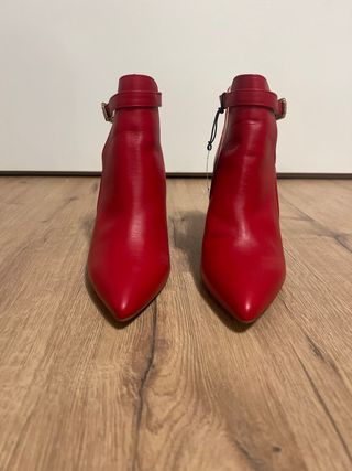 Botines Martinelli Piel Tacón Rojo Talla 37