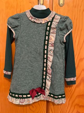 Vestido niña verde con volantes