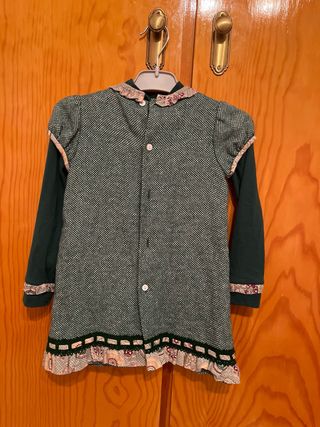 Vestido niña verde con volantes