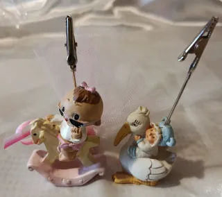 Lote 10 Figuras Bebé Bautizo Cigüeña portafotos