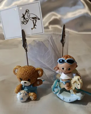 Lote 10 Figuras Bebé Bautizo Cigüeña portafotos