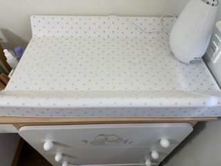 Cuna y cambiador bebé madera/blanco perfecto