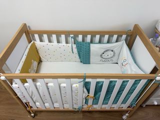 Cuna y cambiador bebé madera/blanco perfecto