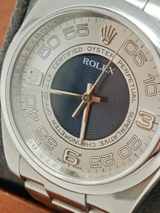 Rolex Oyster Perpetual Silver Blue 116000