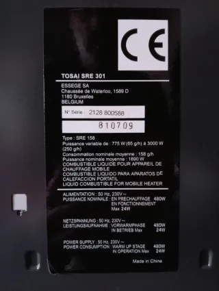 Estufa de parafina como se ve en la foto