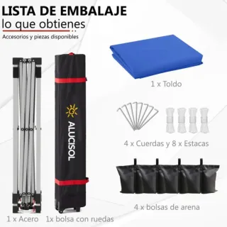 Carpa Exterior 3x3m Azul y Blanca