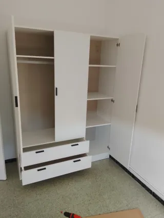 Armario Blanco con Cajones y Estantes