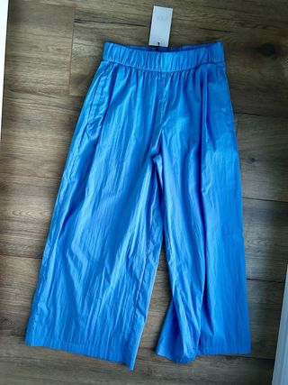 Pantalón Zara Popelín Azul