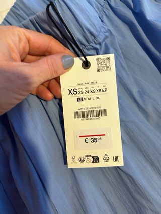 Pantalón Zara Popelín Azul