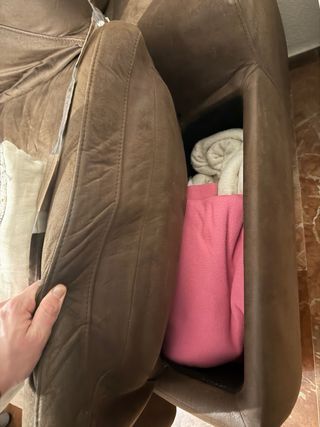 Sofá amplio 3 plazas tela y ante