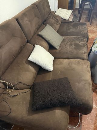 Sofá amplio 3 plazas tela y ante