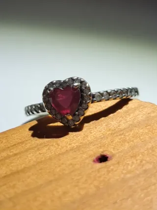 Anillo Pandora Corazón Rojo y Circonitas Talla 14