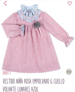 Vestido rosa niña con cuello volante