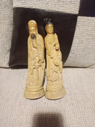 Pareja Figuras Chinas Beige