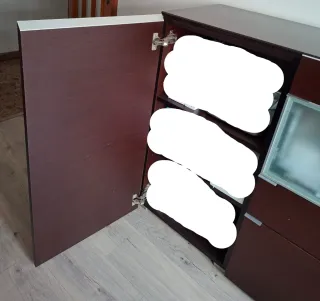 Mueble buffet madera y cristal