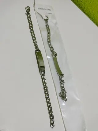 2 Pulseras Acero Inoxidable Grabado Láser