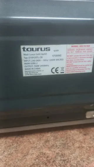 Microondas Taurus/CON GRILL