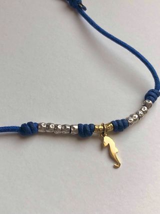Collana Dodo cordino blu con cavalluccio marino
