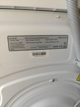 Lavadora Cecotec Bolero DressCode 9500 Inverter A