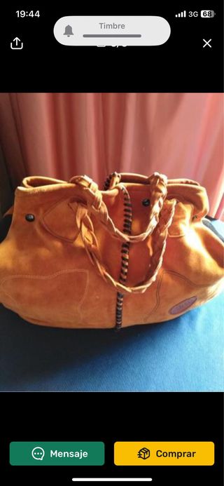 Bolso de ante marrón y negro