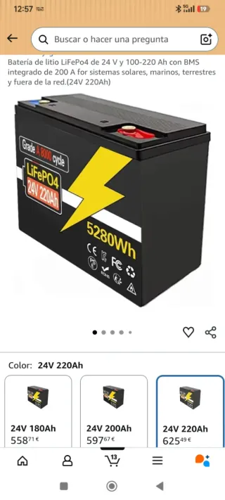 Batería Litio LiFePO4 24V 220Ah KEDANONE