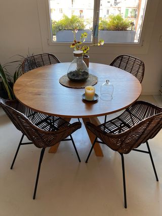 Pack 4 sillas ratán estructura metálica