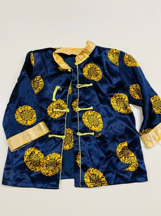 Disfraz Chino Azul con Estampado Dorado