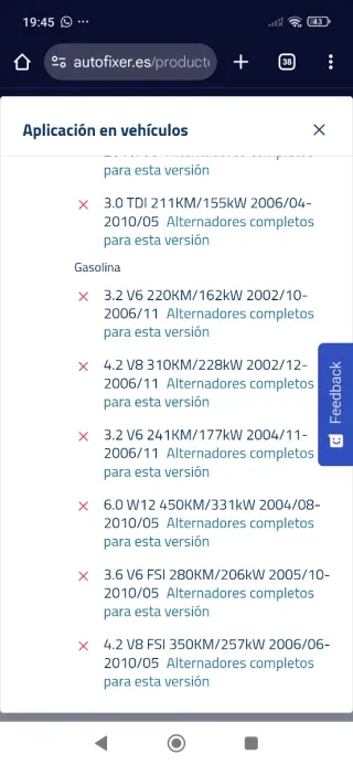 Alternador Ridex 180A Nuevo Touareg Audi