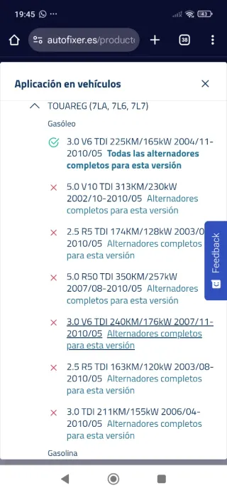 Alternador Ridex 180A Nuevo Touareg Audi