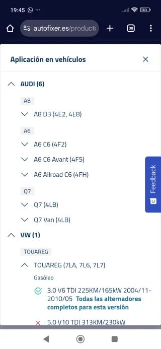 Alternador Ridex 180A Nuevo Touareg Audi