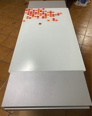 Mesa de cocina cristal y metal