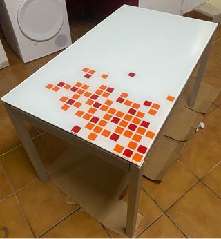 Mesa de cocina cristal y metal