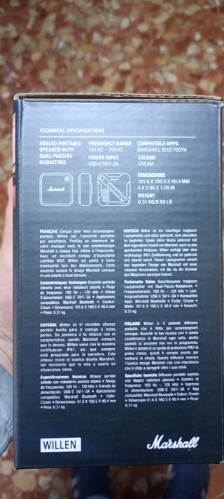 Altavoz Bluetooth Marshall Willen Negro