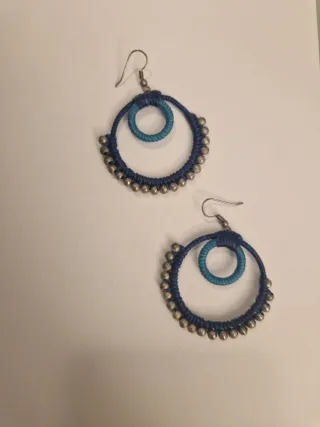 Pendientes Aro Azul y Plateado