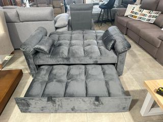 SOFA CAMA MATRI GRIS TERCIOPELO NUEVO