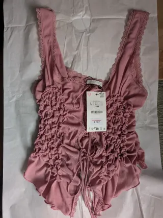 Top Zara Lazos Rosa Talla L