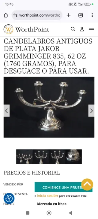 Pareja Candelabros Plata de Ley