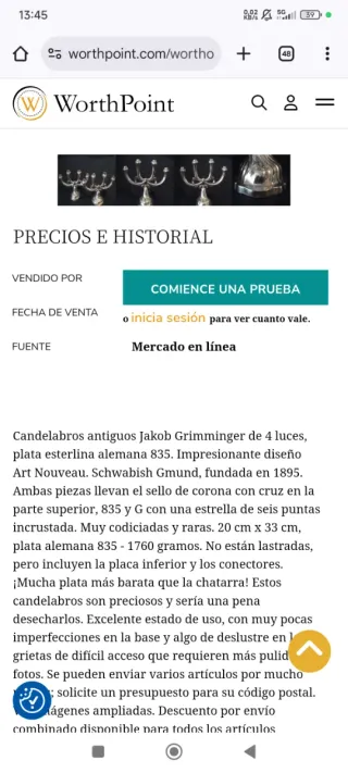 Pareja Candelabros Plata de Ley