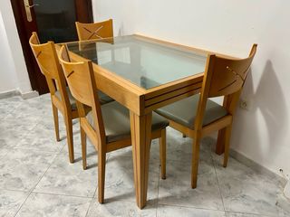 Muebles de salón madera y cristal